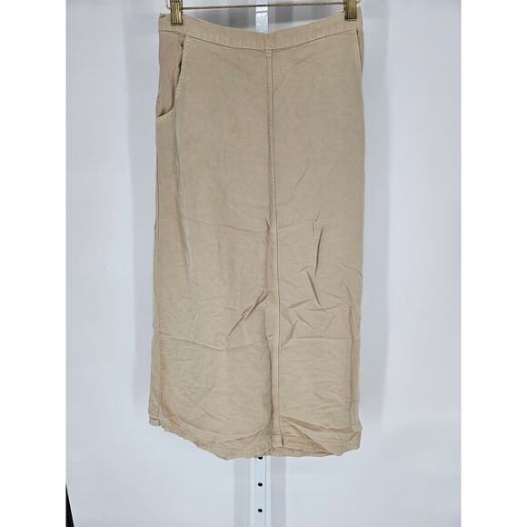 AKS Women's Tan Elastic Waist Pocket Modest Maxi Skirt Size M - Picture 1 of 4